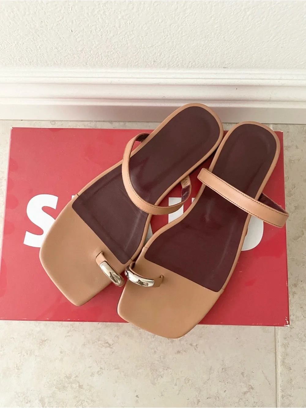 STAUD Joey flat sandals in Nappa leather 7
